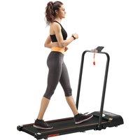 HOMCOM Foldable Walking Treadmill w/ LED Display, Red in Black
