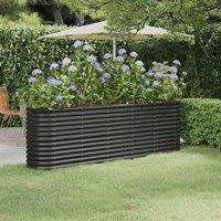 Berkfield Home Garden Raised Bed Powder-coated Steel 224x40x68 cm Anthracite in Black | Size: 224 x 40 x 68 cm