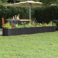 Berkfield Home Garden Raised Bed Powder-coated Steel 332x40x36 cm Anthracite in Black | Size: 332 x 40 x 36 cm