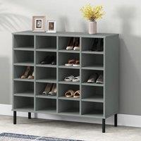 Shoe Rack with Metal Legs Grey 95x35x87 cm Solid Wood OSLO