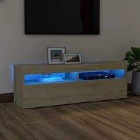 Berkfield Home TV Cabinet with LED Lights Sonoma Oak 120x35x40 cm in Brown | Size: 120 x 35 x 40 cm