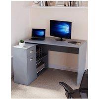 Home Discount Vida Designs Longton Adjustable Computer Desk PC Table Storage Office Study Gaming Furniture in Grey