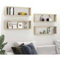 Berkfield Home Wall Cube Shelf 4 pcs Sonoma Oak 80x15x26.5 cm Engineered Wood in Brown
