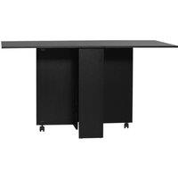 HOMCOM Mobile Drop Leaf Dining Table Folding Desk w/ 2 wheels Storage Shelves in Black