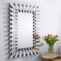 FurnitureboxUK Starburst Medium 100cm x 66cm 3D Silver Rectangular Sunburst Modern Hallway Bedroom Dining & Living Room Mirror | Size: 100 cm x 66 cm