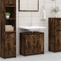 Berkfield Home Bathroom Cabinet Smoked Oak 60x33x61 cm Engineered Wood in Brown | Size: 60 x 33 x 61 cm