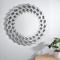 FurnitureboxUK Venetian Medium 80cm Round Silver Patterned Mirrored Frame Hallway Bedroom Dining & Living Room Wall Mirror