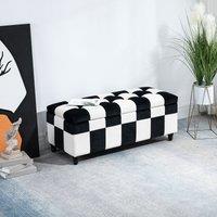 HOMCOM 114 x 47 x 47cm Velvet Storage Ottoman, Button-tufted Footstool Box in White | Size: 114 x 47 x 47 cm