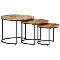Berkfield Home Nesting Tables 3 pcs Rough Mango Wood in Brown