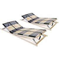 Berkfield Home Slatted Bed Bases 2 pcs with 42 Slats 7 Zones 90x200 cm in Brown
