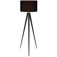Teamson Home Romanza 157cm Tripod Floor Lamp, Grey with Grey Drum Shade in Black