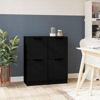 Berkfield Home Sideboards 2 pcs Black 30x30x70 cm Engineered Wood | Size: 30 x 30 x 70 cm