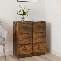 Berkfield Home Sideboards 2 pcs Smoked Oak 30x30x70 cm Engineered Wood in Brown | Size: 30 x 30 x 70 cm