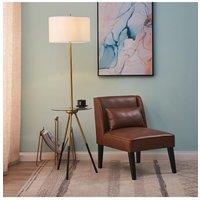 Teamson Home Myra Tripod Floor Lamp With Built-In Usb Port & Glass Table in White
