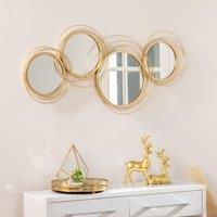 HOMCOM Metal Wall Art Decorative Mirror Decor Modern Wall Sculpture in Gold