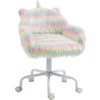 VINSETTO Fluffy Desk Chair with Arms Faux Fur Home Office Chair with Wheels