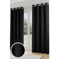Enhanced Living 'Nightfall' Black Plain Supersoft Thermal Blockout Eyelet Curtains | Size: 229 cm width x 229 cm drop