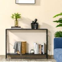 HOMCOM Industrial Console Table w/ Storage Shelf Black Metal Frame in Grey