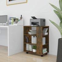Berkfield Home Rolling Cabinet Smoked Oak 60x35x75 cm Engineered Wood in Brown | Size: 60 x 35 x 75 cm