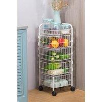 5-Tier Detachable Rotating Trolley Cart Scalable Spice Rack Vegetable Fruit Storage Basket Organizer for Kitchen