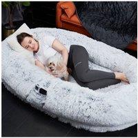Ezysleep Faux Fur Human Pet Bed in Grey | Size: Large