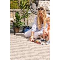 Kukoon Outdoor Garden Patio Rug Grey Beige Stripped Barbeque Area Camping Mat | Size: 160 cm x 230 cm