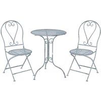 Glamhaus Metal Bistro 3 Piece Set Garden Patio Furniture Antique Blue