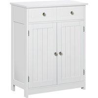 Kleankin Bathroom Floor Storage Cabinet w/ 2 Drawers Door Cupboard in White