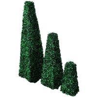 Berkfield Home Set of 3 Artificial Boxwood Pyramid Topiary in Green