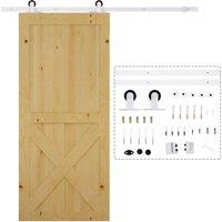 HOMCOM 6 FT Modern Antique Style Sliding Barn Wood Door Hardware Kit in White