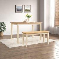 FurnitureboxUK Salcombe Small Rectangular Wooden Table & Tenby Small Bench in Cream