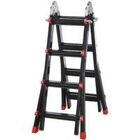 HOMCOM 4M Aluminium Duo Ladder Telescopic Herringbone Multi Purpose DIY in Black