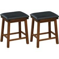Costway 2Pcs 62cm Bar Stools PU Leather Padded Upholstered Counter Height Chair Backless