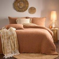 Yard Ribble Acid Washed 100% Cotton Duvet Cover Set in Burnt Orange | Size: Super King