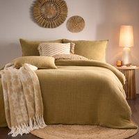 Yard Ribble Acid Washed 100% Cotton Duvet Cover Set in Mustard | Size: Double
