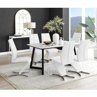FurnitureboxUK Carson White Marble Effect Dining Table & 6 Willow Chairs