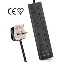 Outlet Extender with 5M Cable, 2 USB Ports and 4 Outlets
