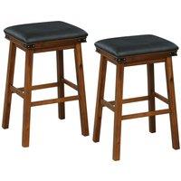 Costway 2PCS 76cm Bar Stools PU Leather Padded Upholstered Counter Height Chair Backless
