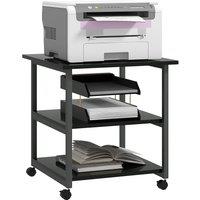 HOMCOM 3-Tier Printer Stand with Storage Shelf & Wheels Rolling Printer Cart in Black