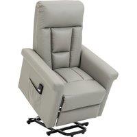 HOMCOM Power Lift Chair, PU Leather Recliner Sofa Chair with Remote Control Side Pocket in Grey