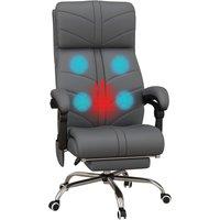 VINSETTO PU Leather Vibration Massage Office Chair with Heat, Footrest, Grey