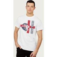 Coto7 Men's England Lion Red Cross World Cup Football T-Shirt in White | Size: Large
