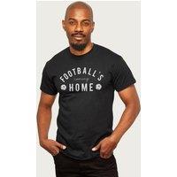 Football's Coming Home Men's White & Grey Text England Euro T-Shirt in Black | Size: Large