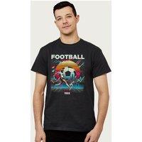 Coto7 Men's Football Paradise Retro Wave 80's England World Cup T-Shirt in Black | Size: Large