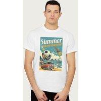 Coto7 Men's Summer Championship 1982 Retro Football England World Cup T-Shirt in White | Size: XL