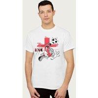Looney Tunes Men's Football Bugs Bunny For England Euro T-Shirt in White | Size: XL