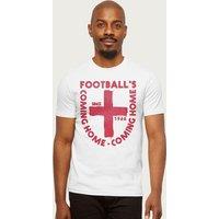 Football's Coming Home Men's England Badge England Euro T-Shirt in White | Size: XL