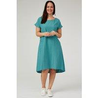Penny Plain Women's Cap Sleeve Linen Dress in Green | Size: 14-16
