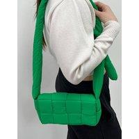 SVNX Women's Soft Woven Pillow Shoulder bag in Green
