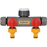 Hozelock 2-Way Tap Connector 1/2 - 1In Bsp in Grey